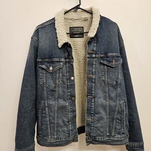 Signature by Levi Strauss Blue Denim Jacket with Cream Sherpa Lining